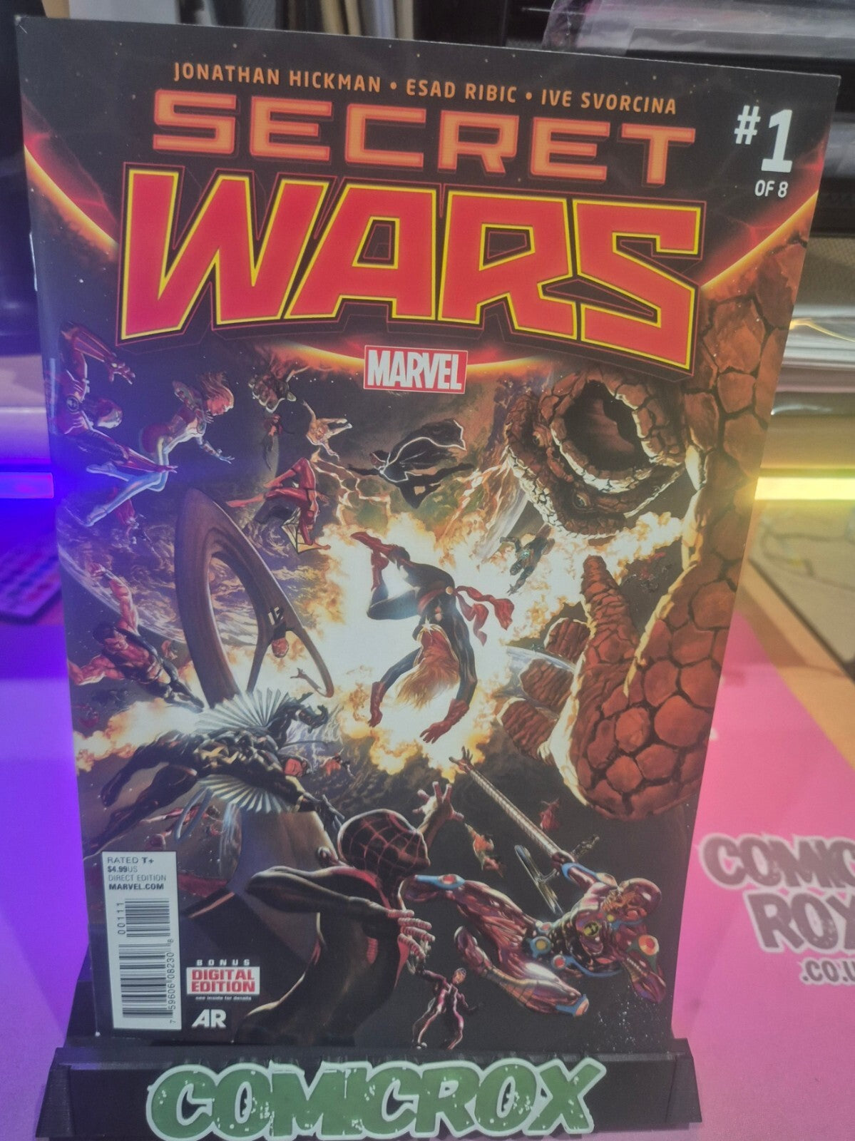 Secret Wars #1, 2015, Alex Ross Embossed Cover, Mylar, NM