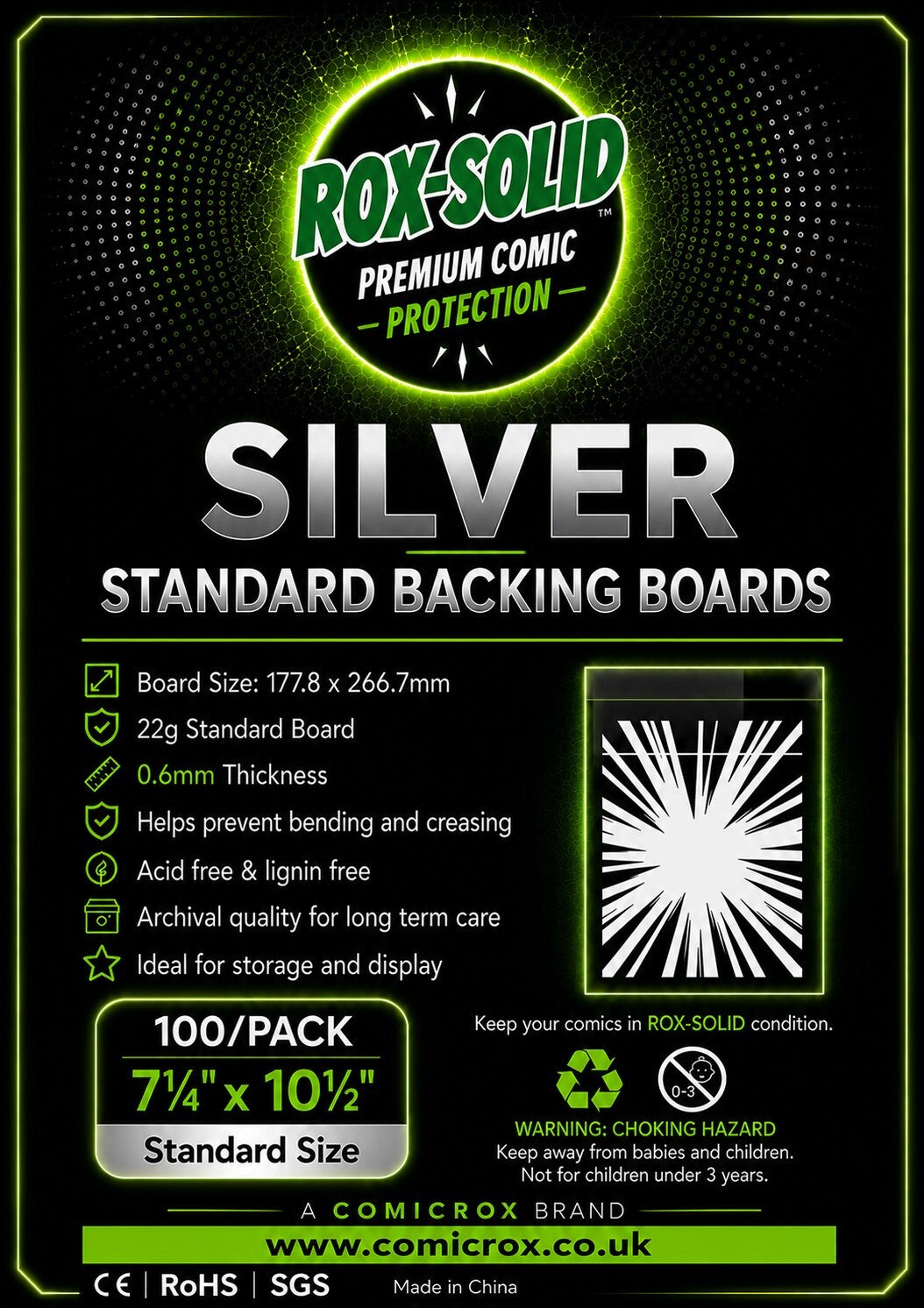 COMING SOON ** Rox-Solid Standard Backing Boards  - SILVER