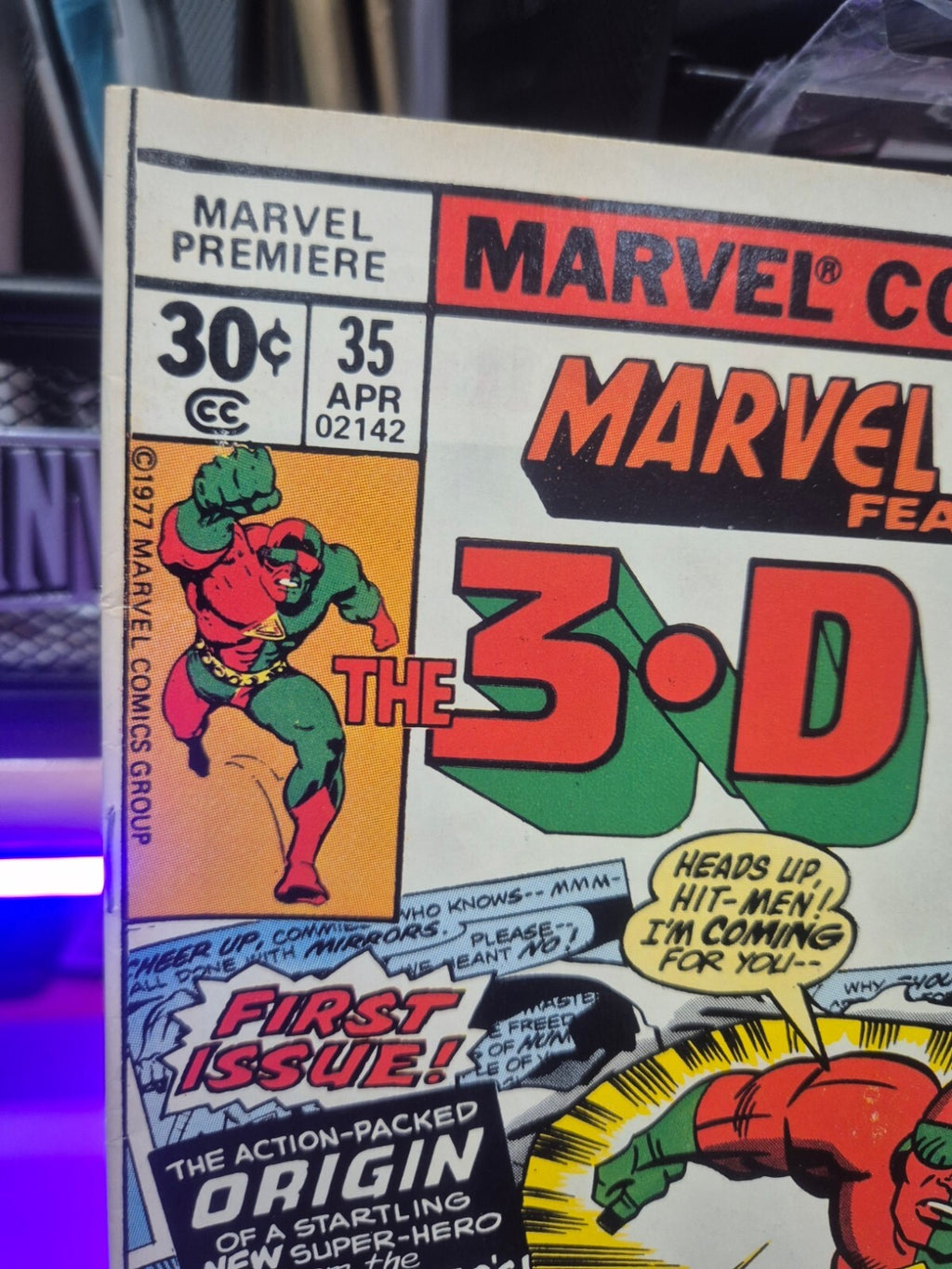 Marvel Premiere #35, 1977, Origin & 1st App 3-D Man, NM- 9.2