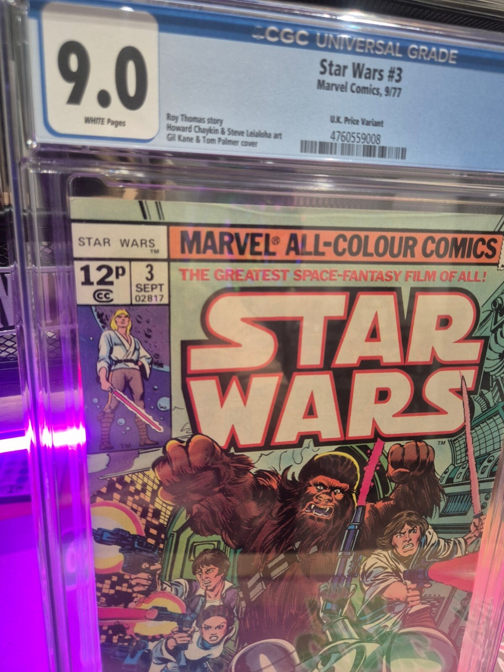 Star Wars #3, CGC 9.0, 1977, UK Price Variant