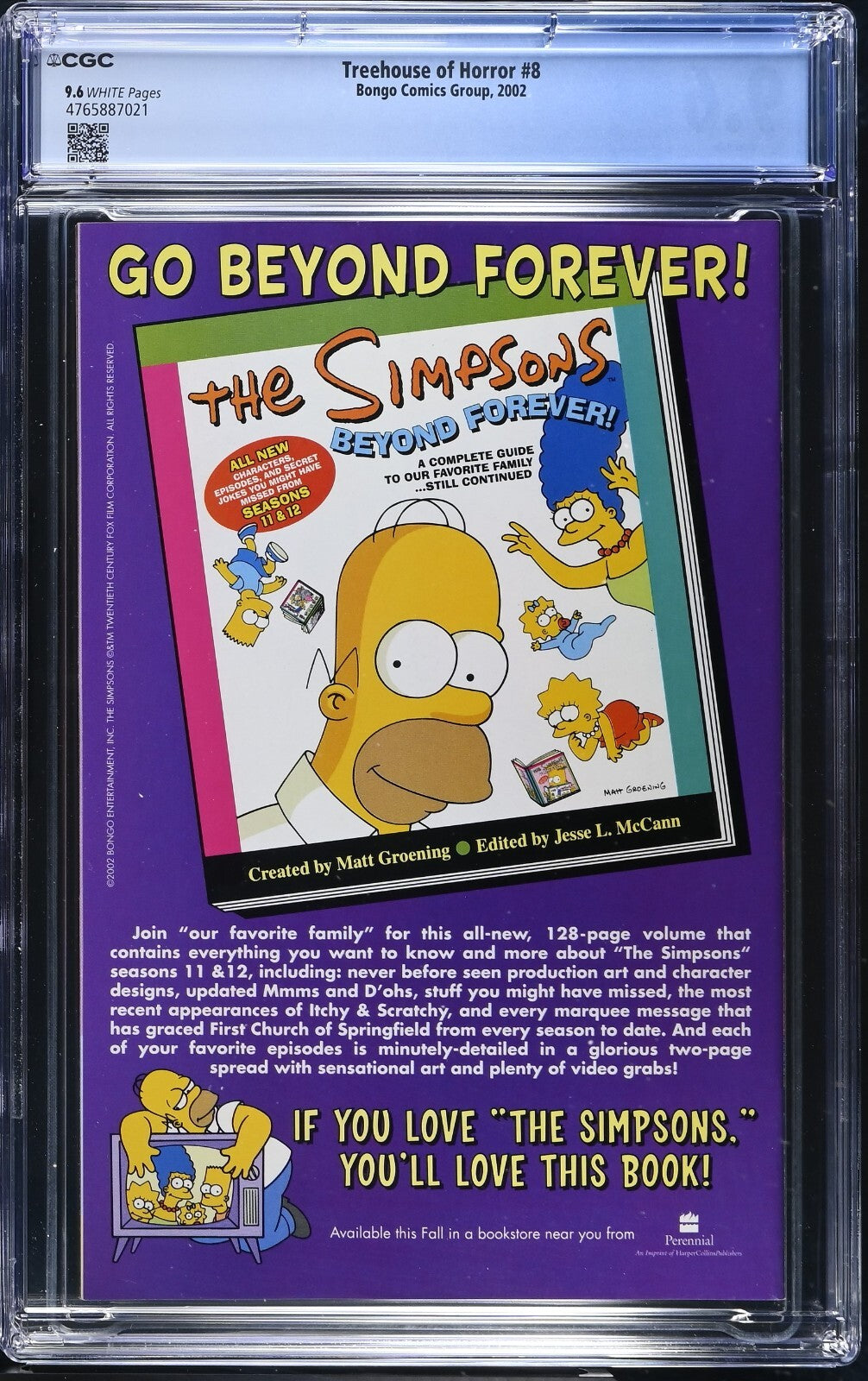 Treehouse of Horror #8, CGC 9.4, Simpsons, Bongo Comics