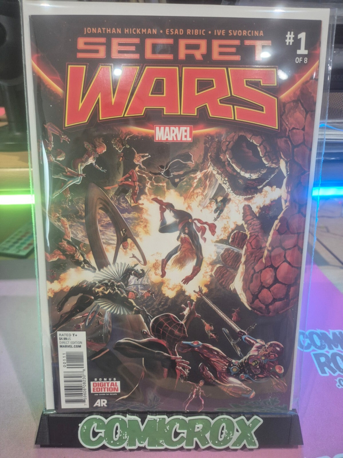 Secret Wars #1, 2015, Alex Ross Embossed Cover, Mylar, NM