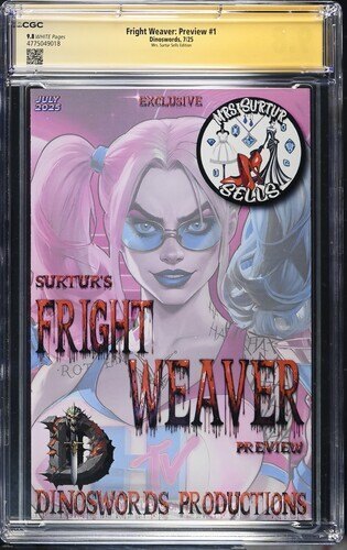 Fright Weaver: Preview #1, CGC 9.8 SIG SERIES, TOP POP! Harley TV (MTV Homage)