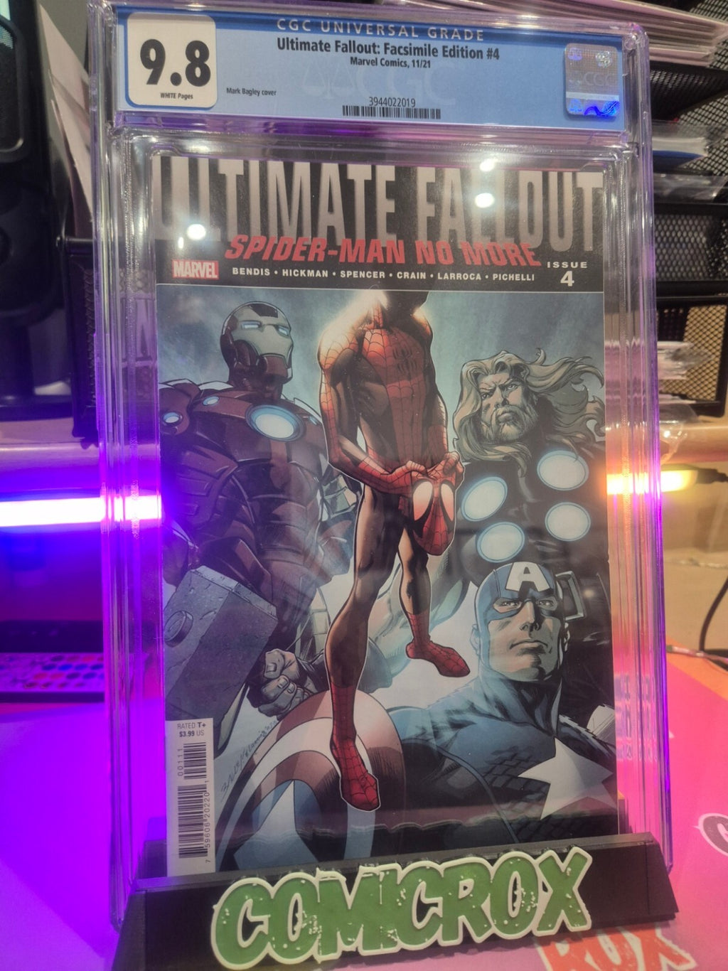 Ultimate Fallout #4 Facsimile, CGC 9.8, 1st Miles Morales, Classic Bagley Cover