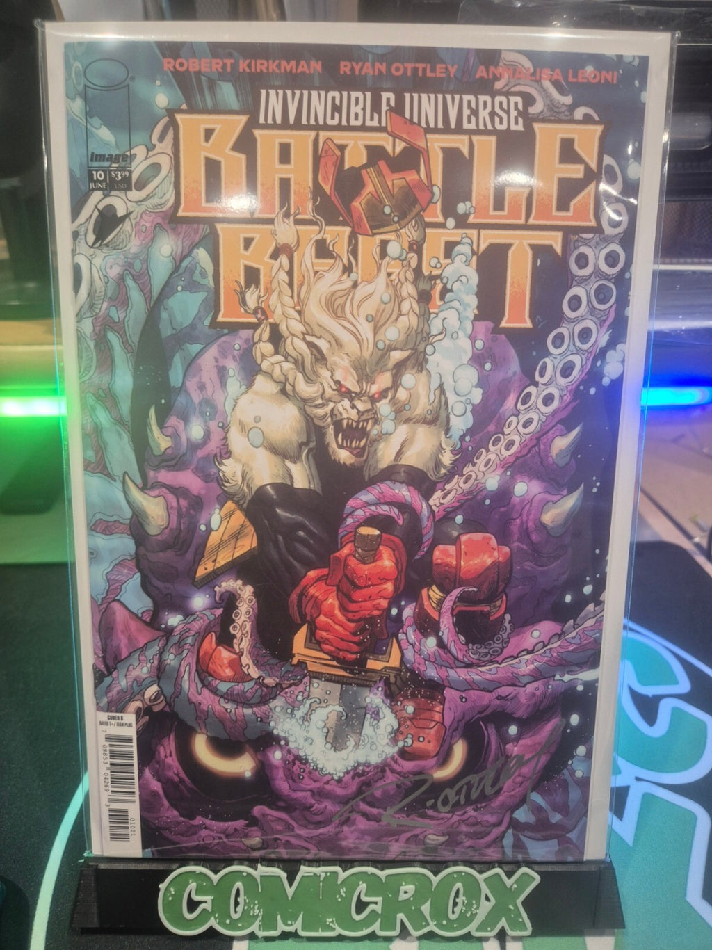 Battle Beast #10, SIGNED BY OTTLEY with COA, CHROME SIG, Invincible, NM+