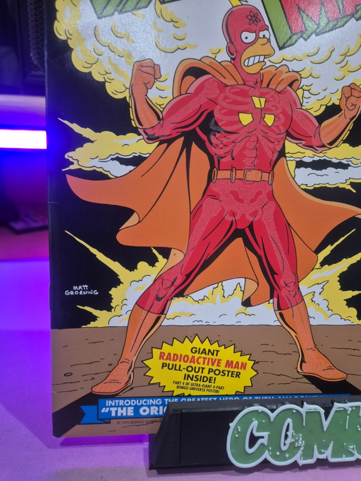 Radioactive Man #1, 1993, GITD & Poster Still Attached, Bongo, NM- (9.0/9.2)