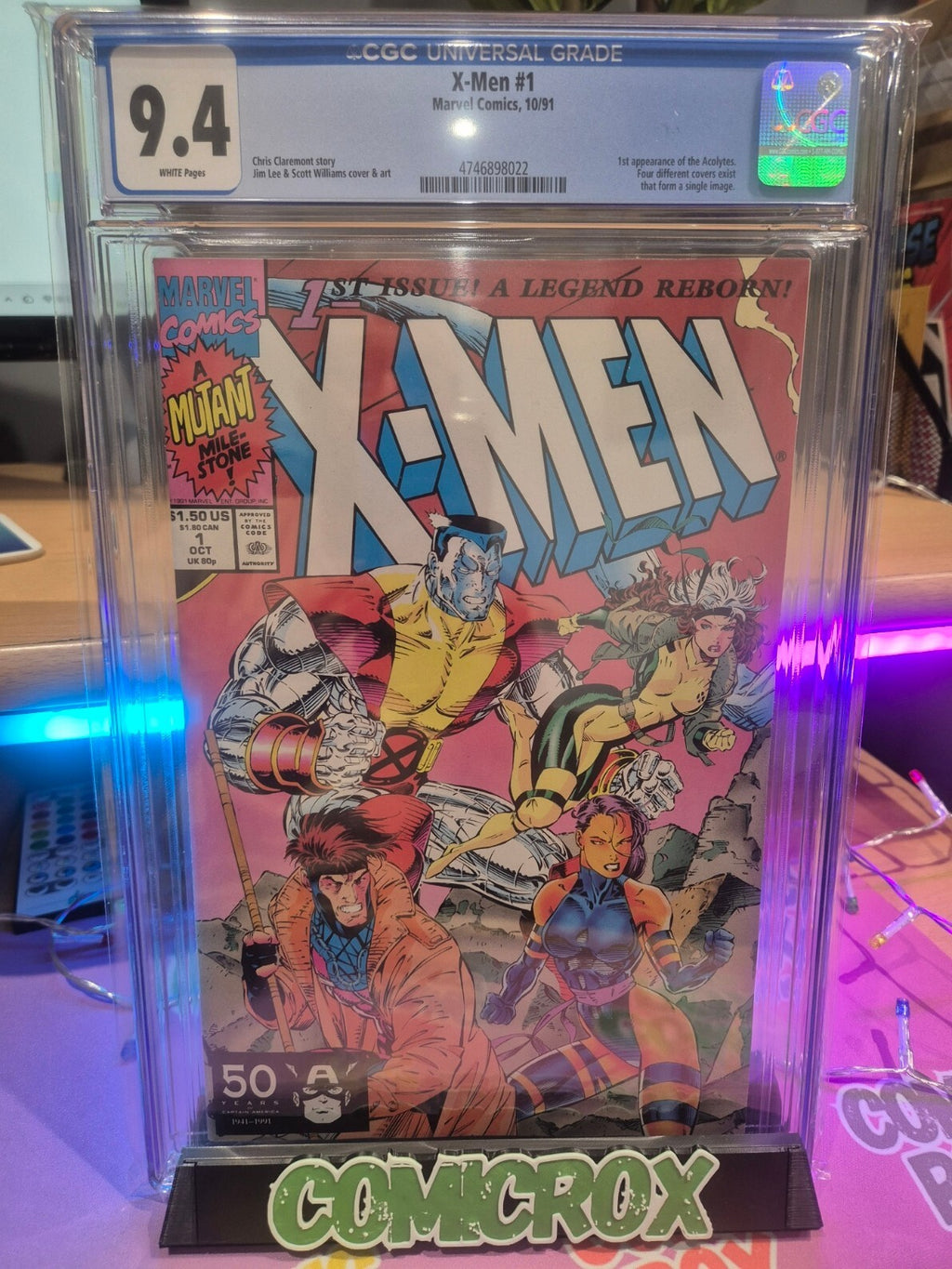 X-Men #1, CGC 9.4, 1991, 1st App The Acolytes, Jim Lee's Gambit/Colossus Cover