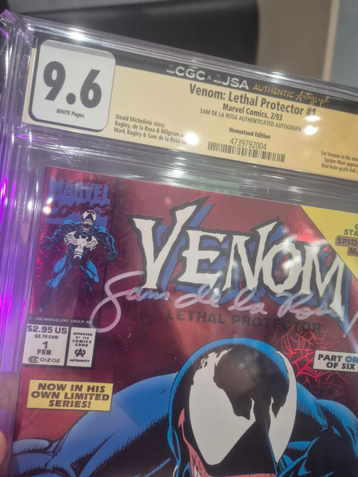 Venom Lethal Protector #1, CGC/JSA 9.6 Signed Sam de La Rosa