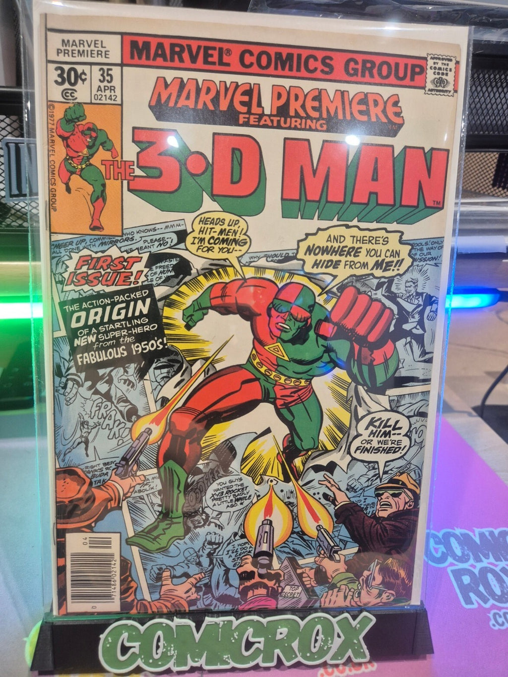 Marvel Premiere #35, 1977, Origin & 1st App 3-D Man, NM- 9.2