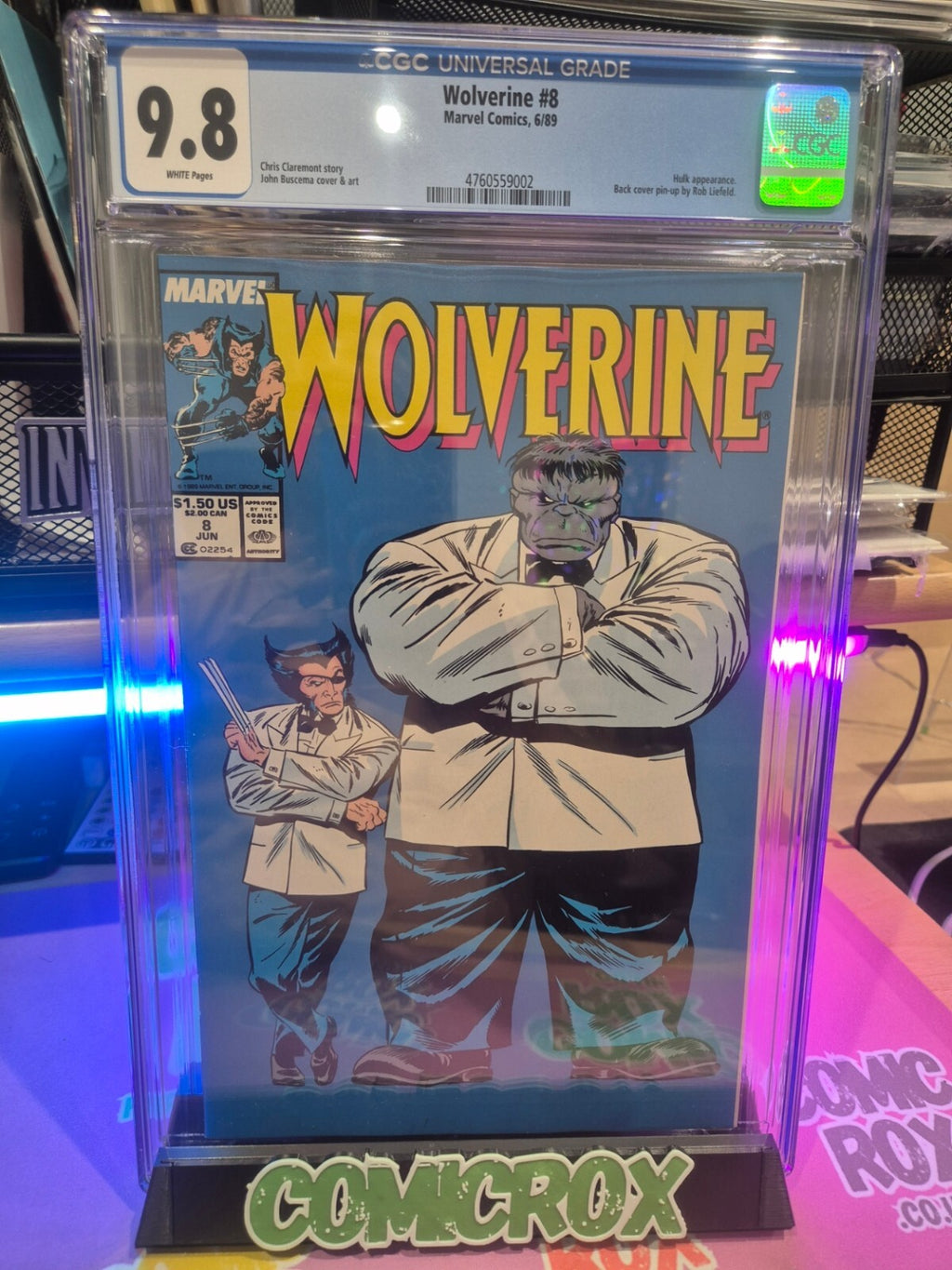 Wolverine #8, CGC 9.8, 1989, Iconic Cover Art, Hulk Appearance, Big!