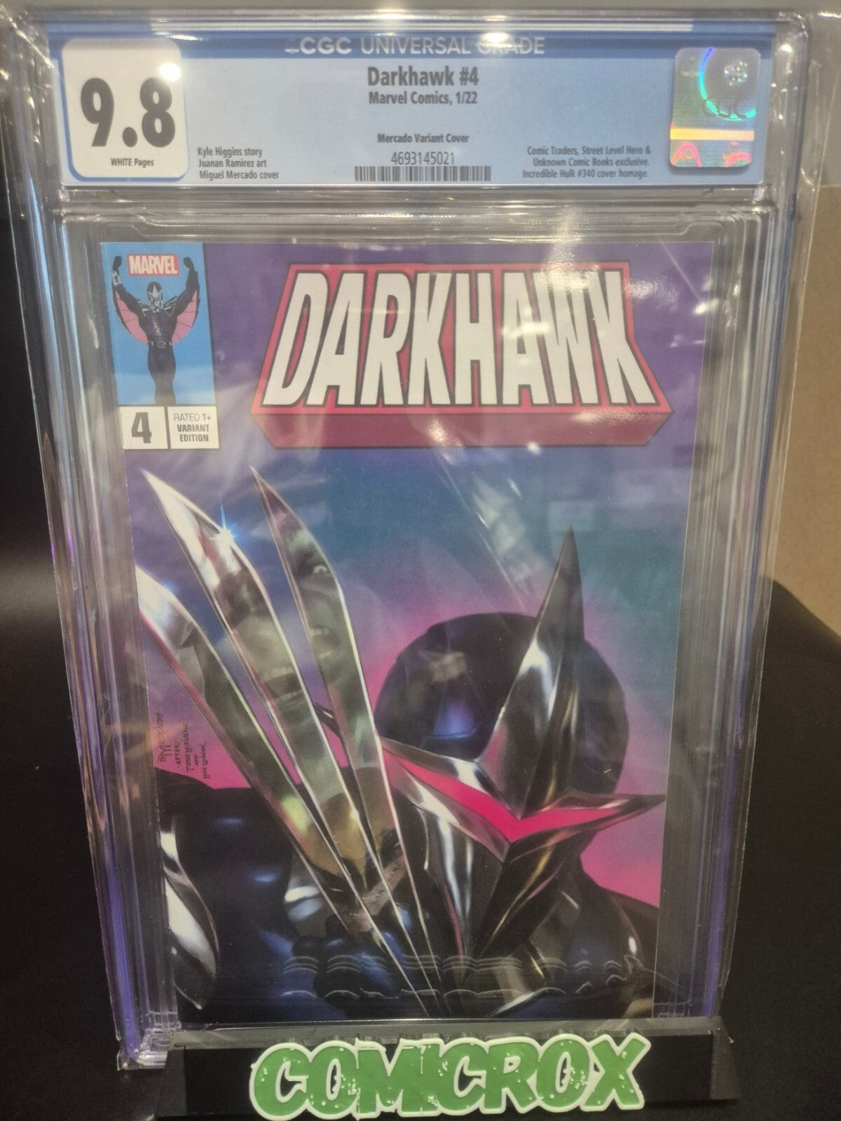 Darkhawk #4, CGC 9.8, Mercado Hulk 340 Homage Variant Cover