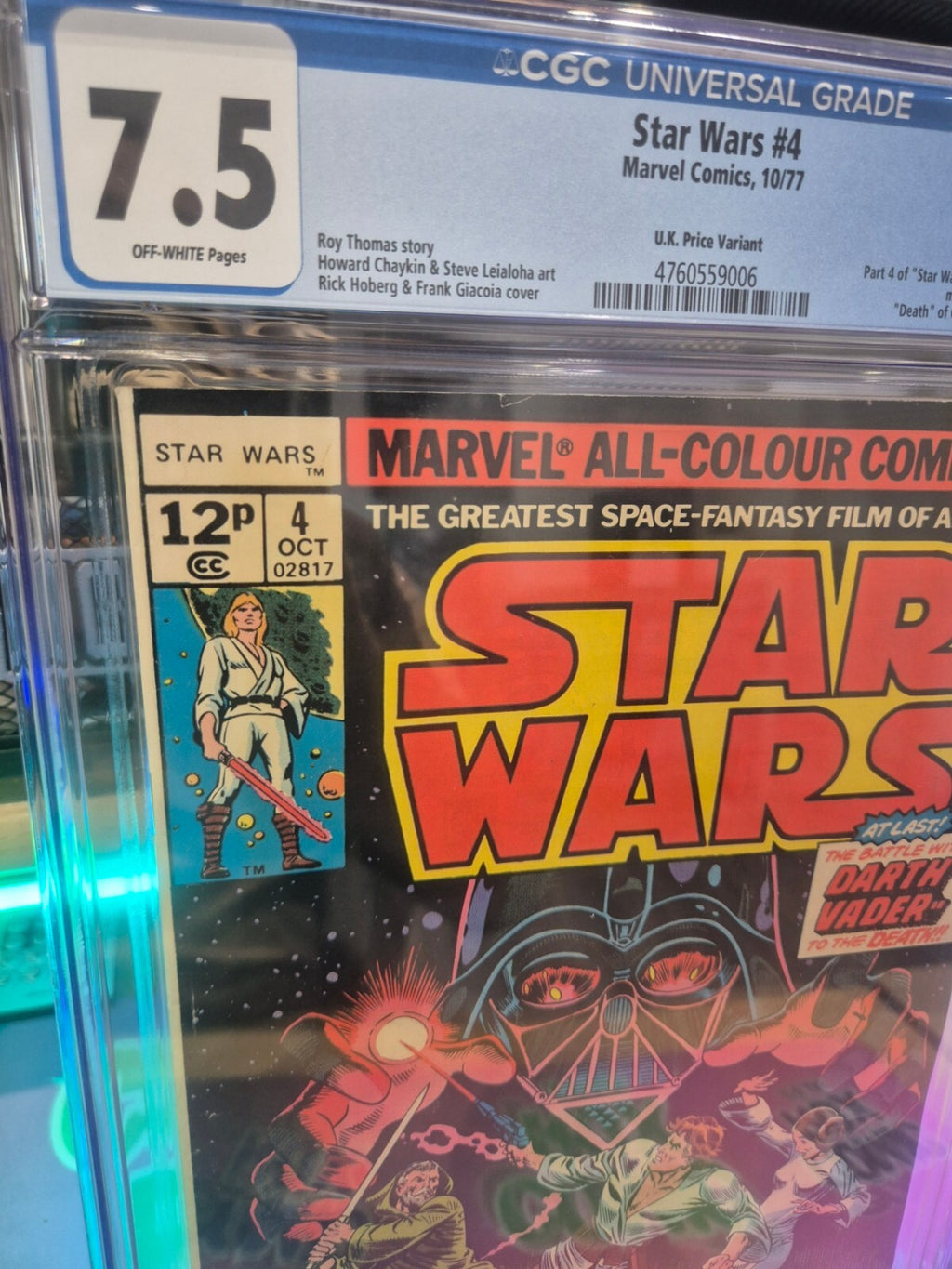 Star Wars #4, CGC 7.5, 1977, Death of Obi-Wan Knobi, UK Price Variant