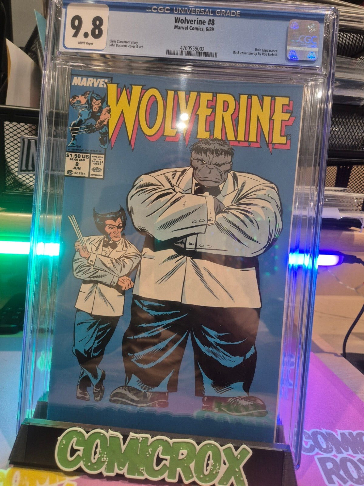 Wolverine #8, CGC 9.8, 1989, Iconic Cover Art, Hulk Appearance, Big!