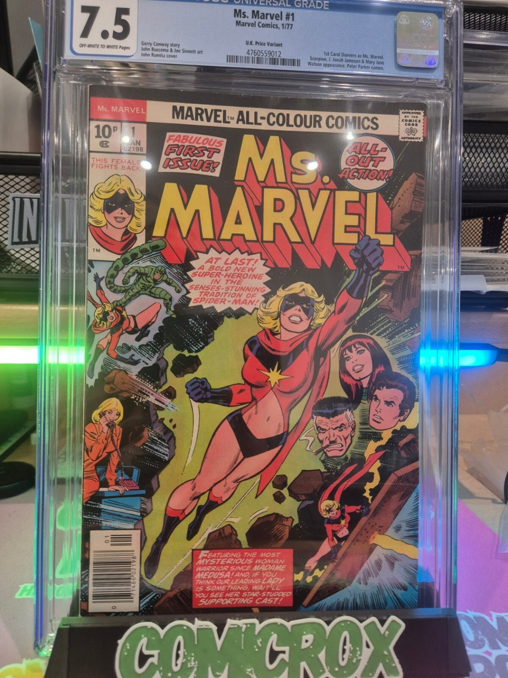 Mr Marvel #1, CGC 7.5, 1977, 1st App Ms Marvel, UK Price Variant