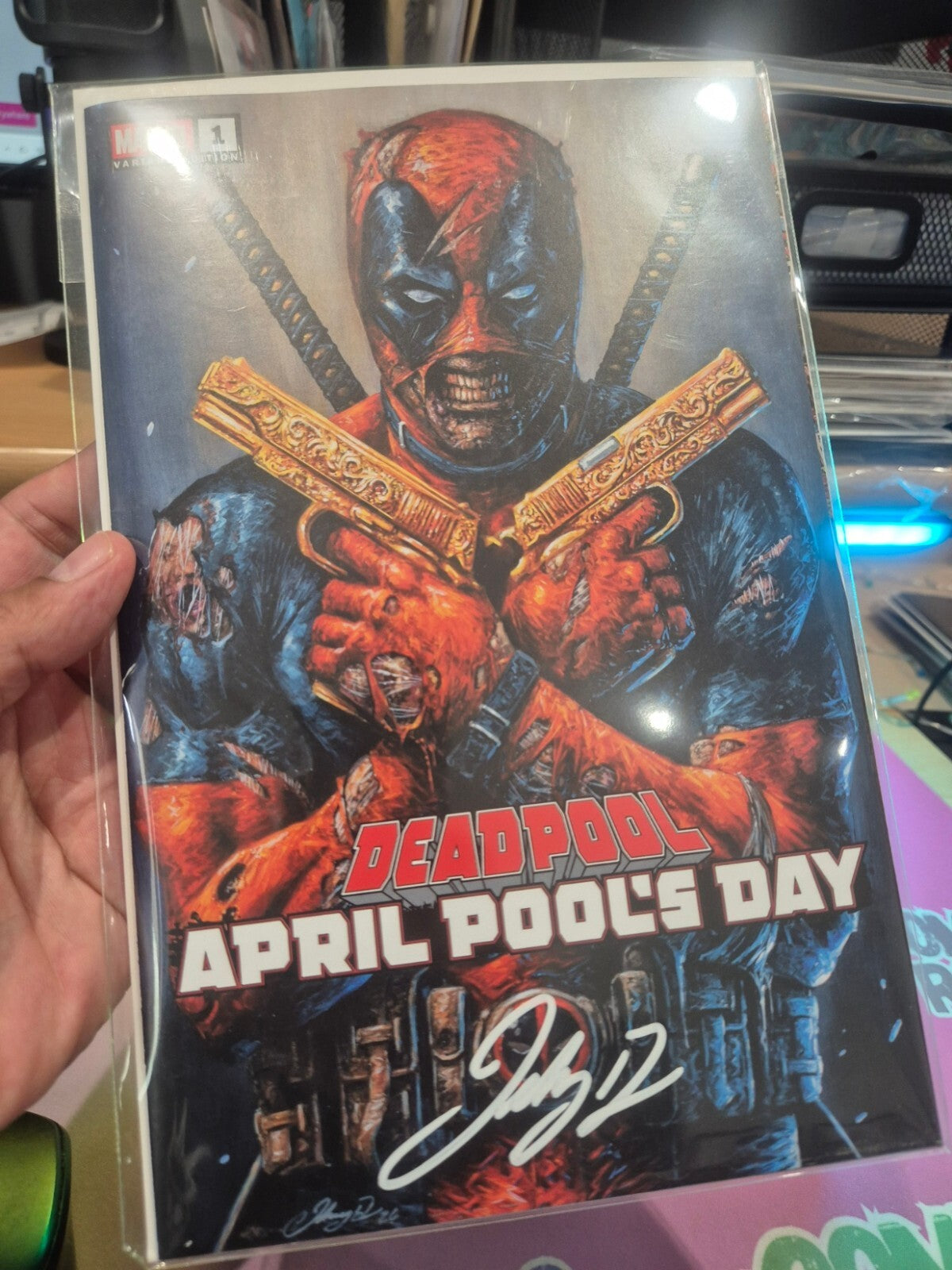 Deadpool: April Pool's Day #1, Signed by Johnny Desjardins with COA, NM