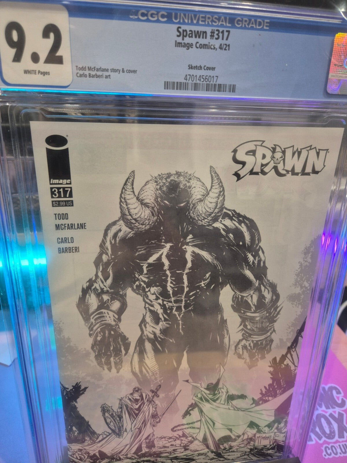 Spawn #317, CGC 9.2, 2021, Todd McFarlane Black & White Cover