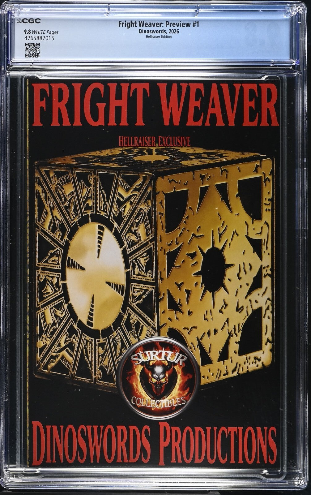 Fright Weaver: Hellraiser #1 CGC 9.8, Pinhead, Dinosword Productions