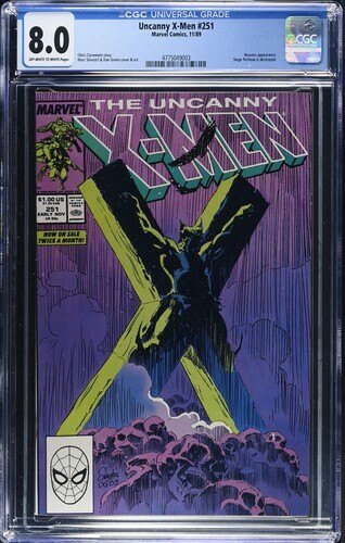 Uncanny X-Men #251, CGC 8.0, 1989, Classic Silvestri Wolverine Cover
