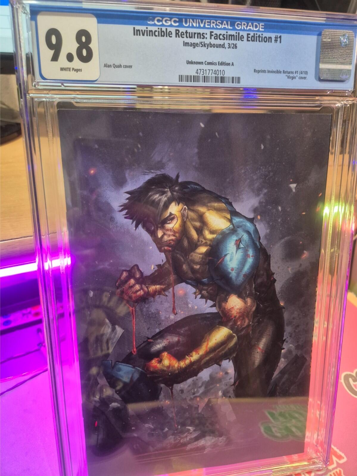 Invincible Returns Facsimile #1, CGC 9.8 TOP POP! Alan Quah Variant