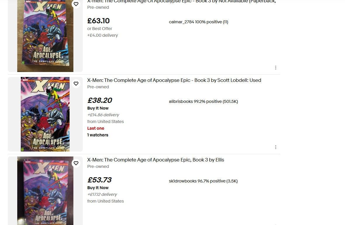 X-MEN: AGE OF APOCALYPSE - BOOK 3: THE COMPLETE EPIC (TPB, 2006) NM